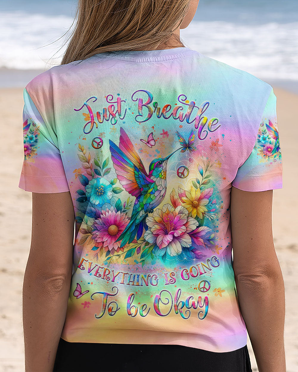 JUST BREATHE HUMMINGBIRD ALL OVER PRINT - YHLT0909241
