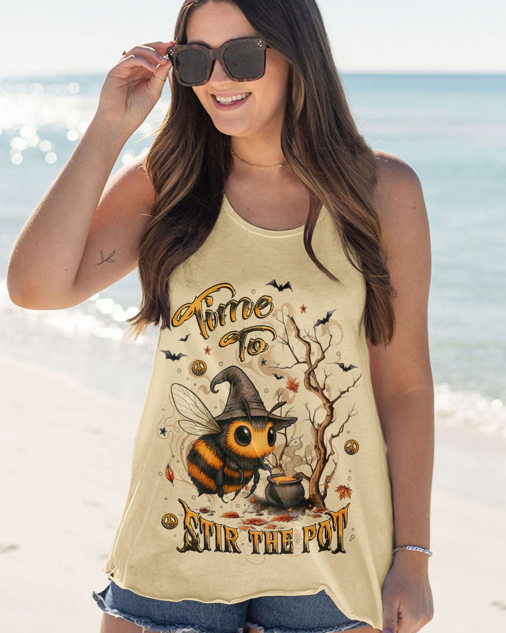 TIME TO STIR THE POT BEE WITCH HALLOWEEN ALL OVER PRINT - YHLT1107251