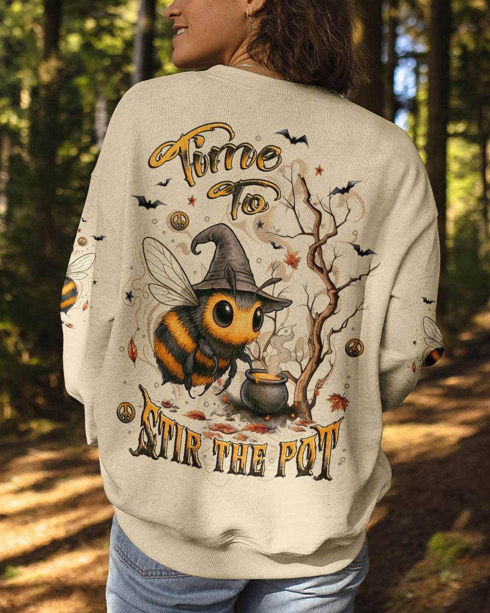 TIME TO STIR THE POT BEE WITCH HALLOWEEN ALL OVER PRINT - YHLT1107251