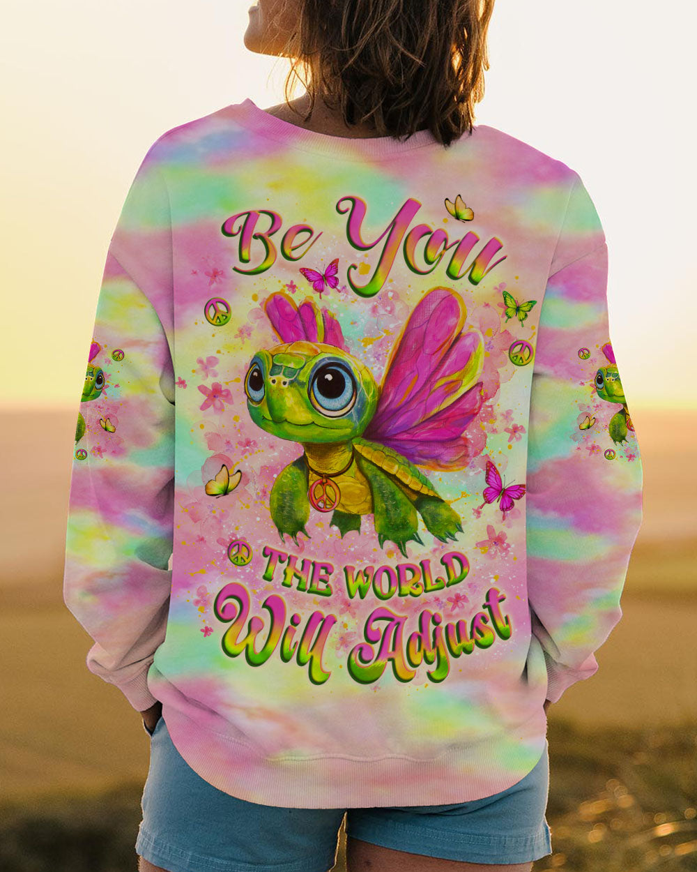 BE YOU THE WORLD WILL ADJUST TURTLE ALL OVER PRINT - YHLT1108254