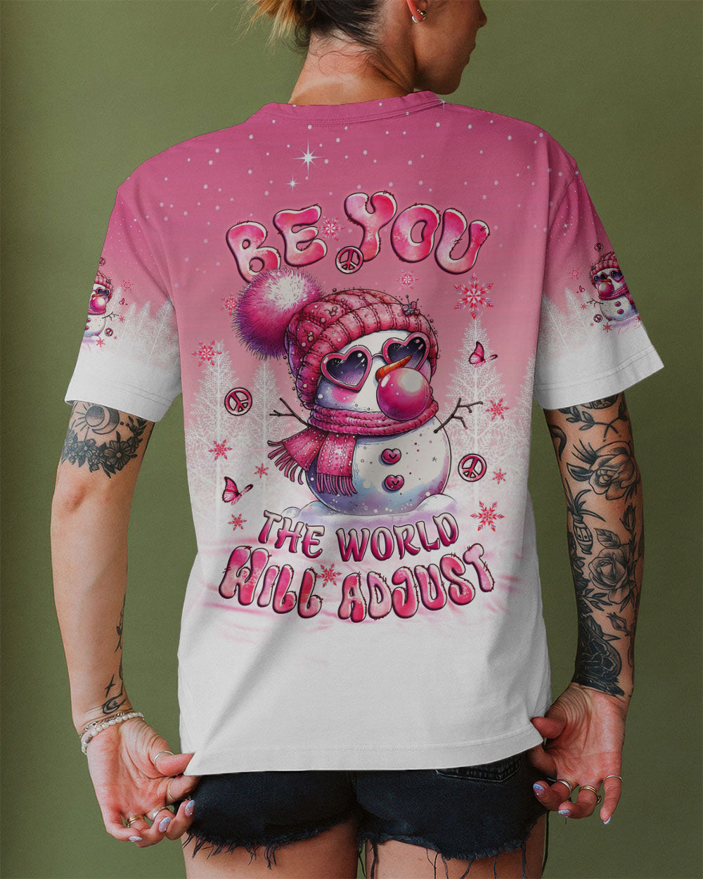 BE YOU THE WORLD WILL ADJUST SNOWMAN CHRISTMAS ALL OVER PRINT - YHLT1111252