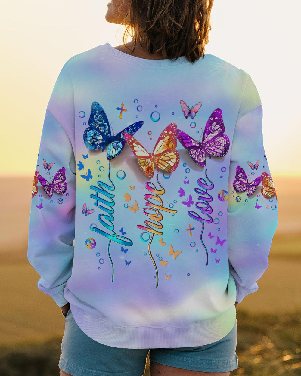 FAITH HOPE LOVE BUTTERFLY ALL OVER PRINT - YHLT1202253