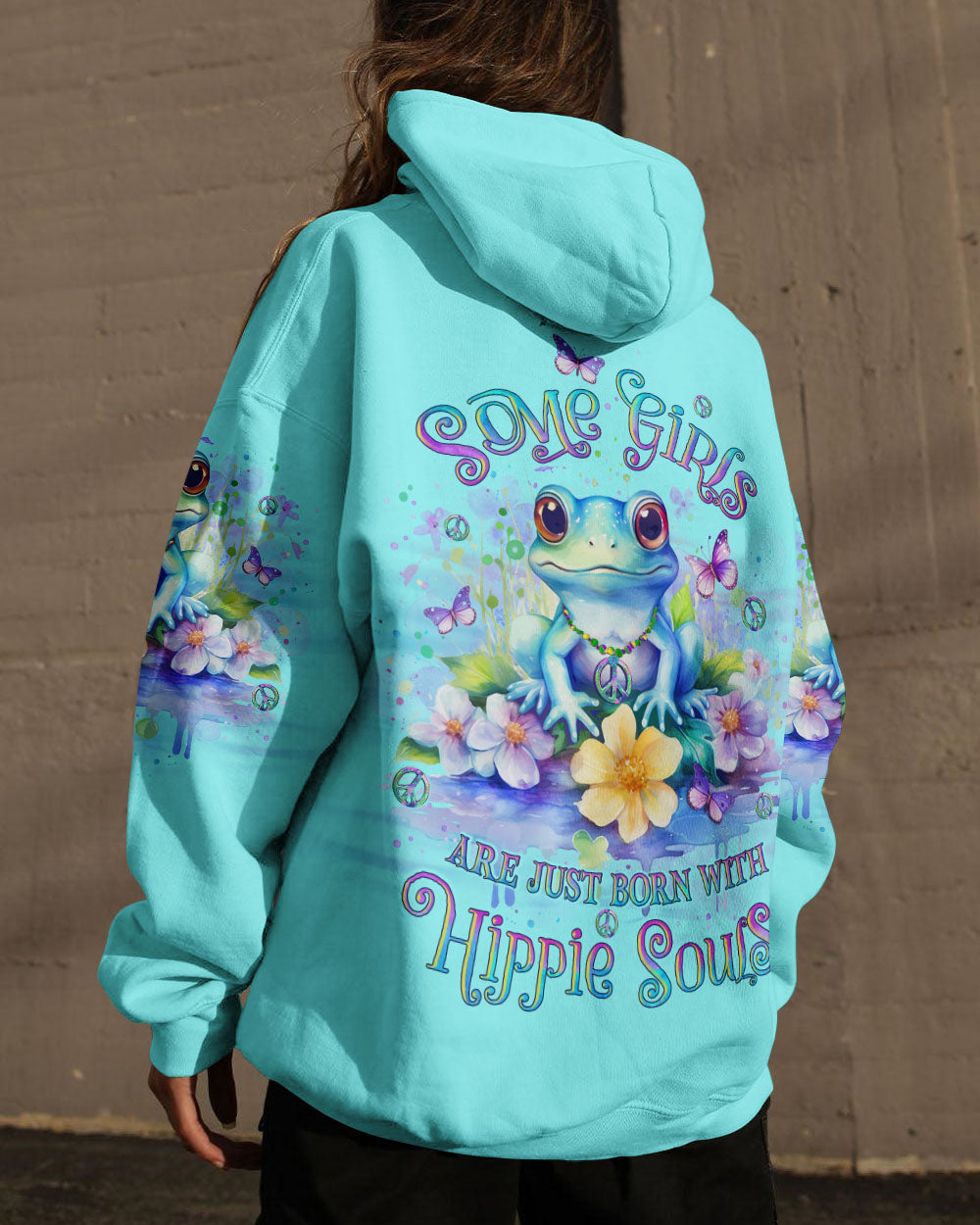 SOME GIRLS ARE JUST BORN WITH HIPPIE SOULS FROG ALL OVER PRINT - YHLT1212232