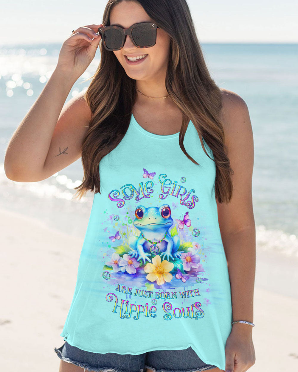 SOME GIRLS ARE JUST BORN WITH HIPPIE SOULS FROG ALL OVER PRINT - YHLT1212232