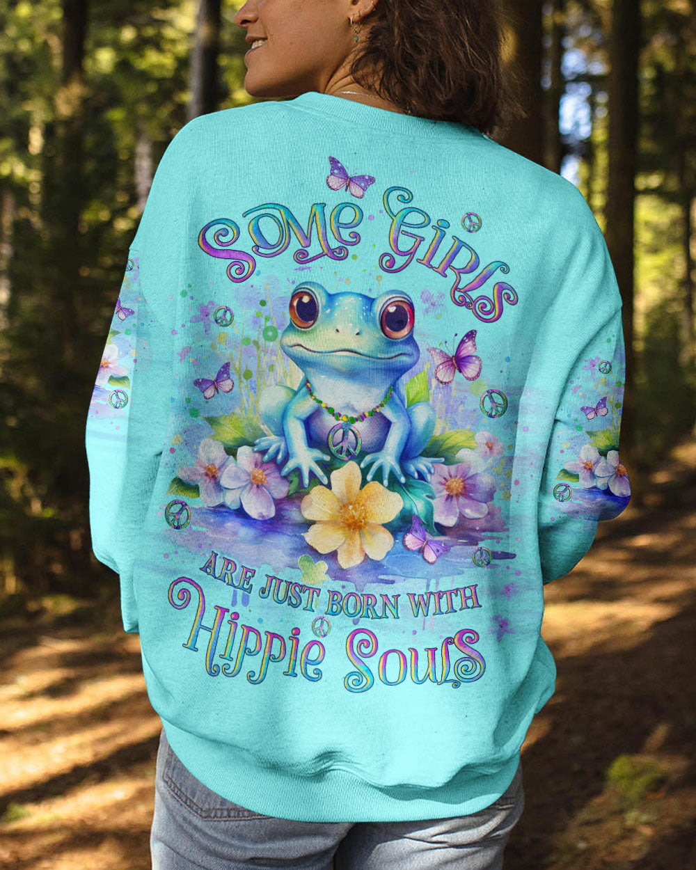 SOME GIRLS ARE JUST BORN WITH HIPPIE SOULS FROG ALL OVER PRINT - YHLT1212232