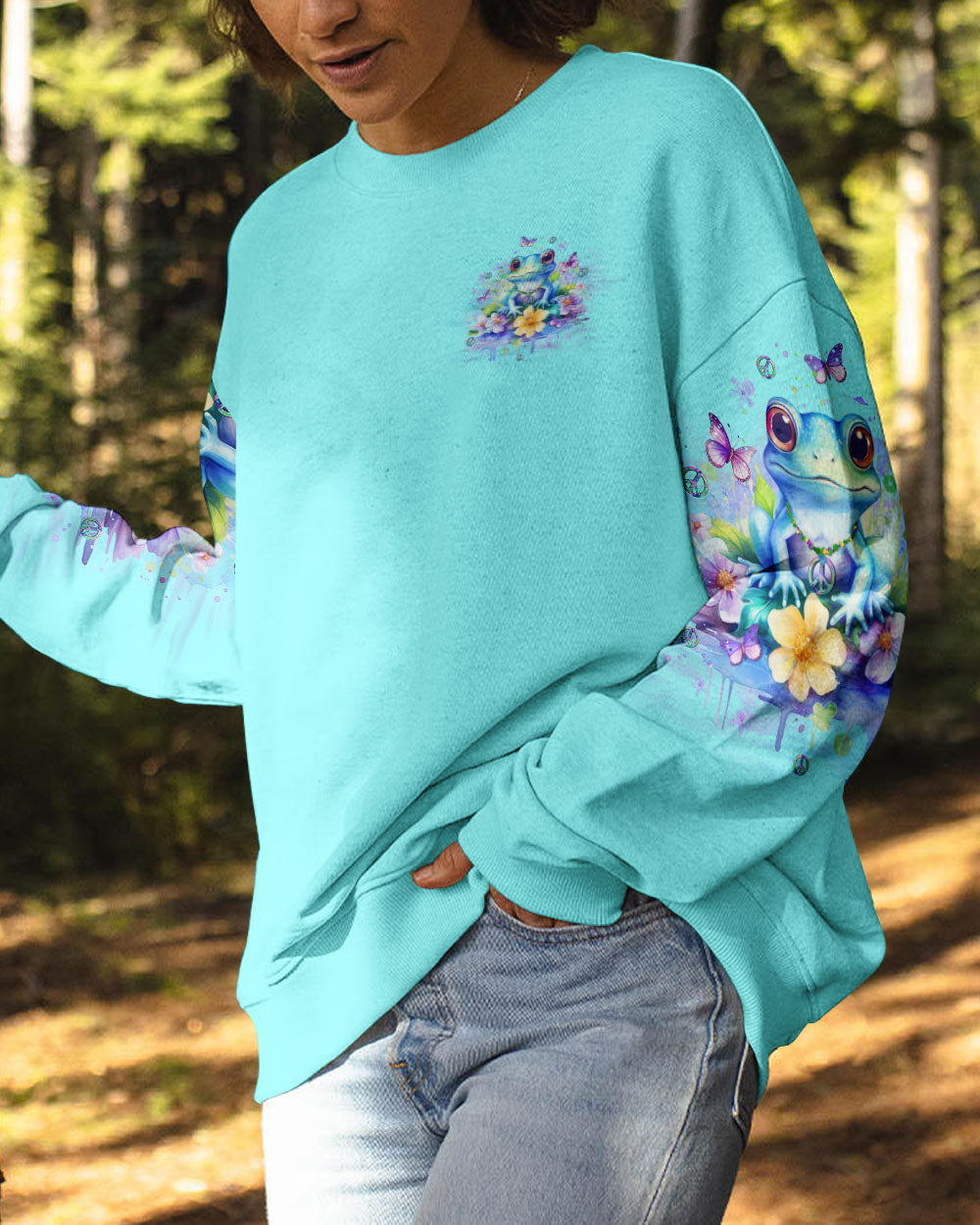 SOME GIRLS ARE JUST BORN WITH HIPPIE SOULS FROG ALL OVER PRINT - YHLT1212232