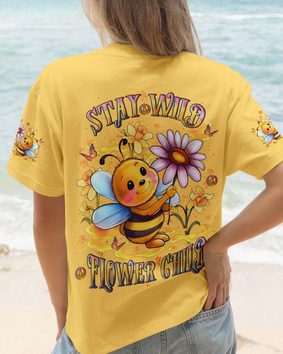 STAY WILD FLOWER CHILD BEE ALL OVER PRINT - YHLT1407252