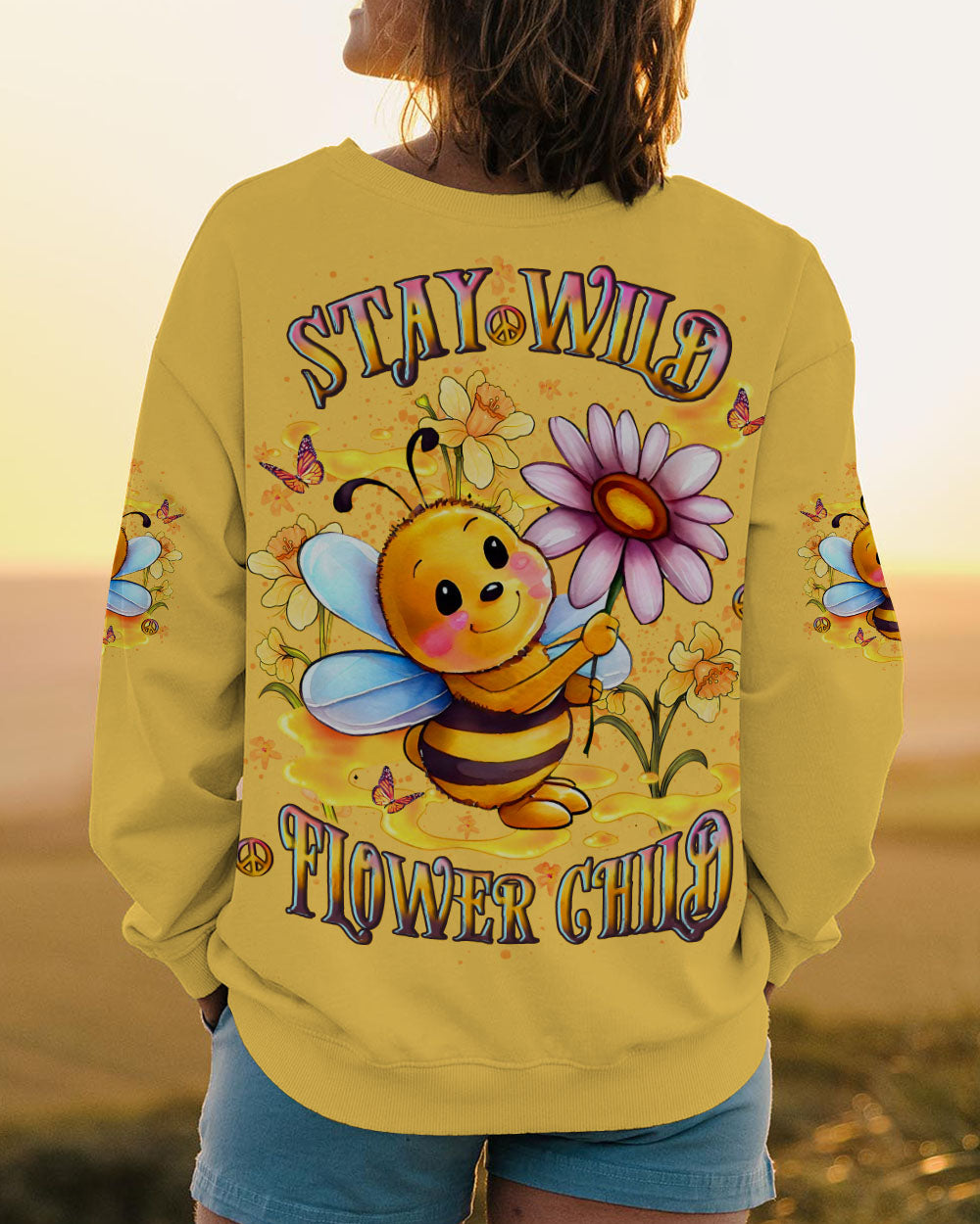STAY WILD FLOWER CHILD BEE ALL OVER PRINT - YHLT1407252