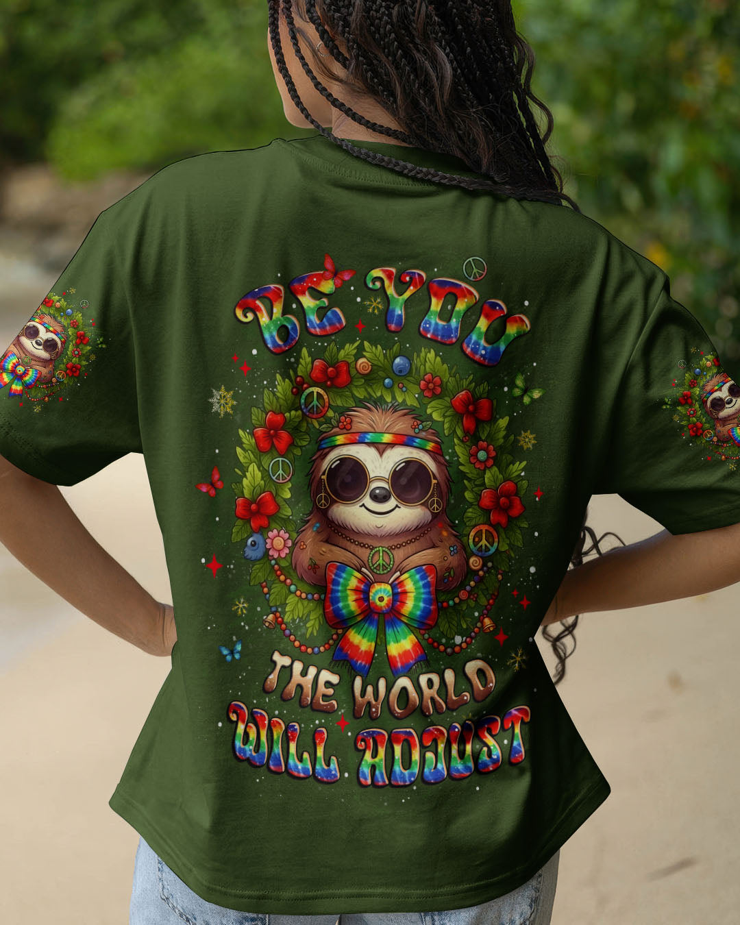 BE YOU THE WORLD WILL ADJUST SLOTH CHRISTMAS ALL OVER PRINT - YHLT1411252