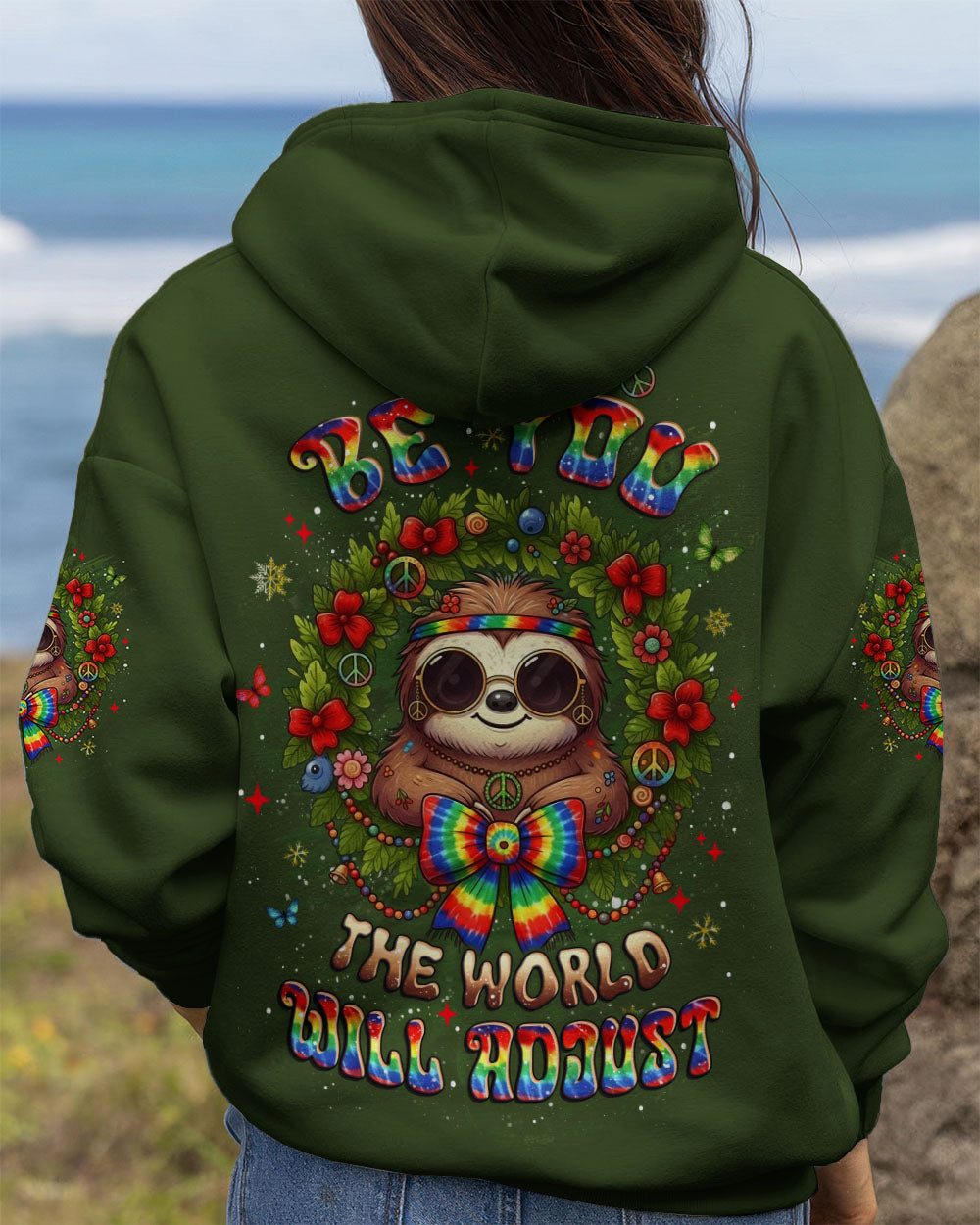BE YOU THE WORLD WILL ADJUST SLOTH CHRISTMAS ALL OVER PRINT - YHLT1411252
