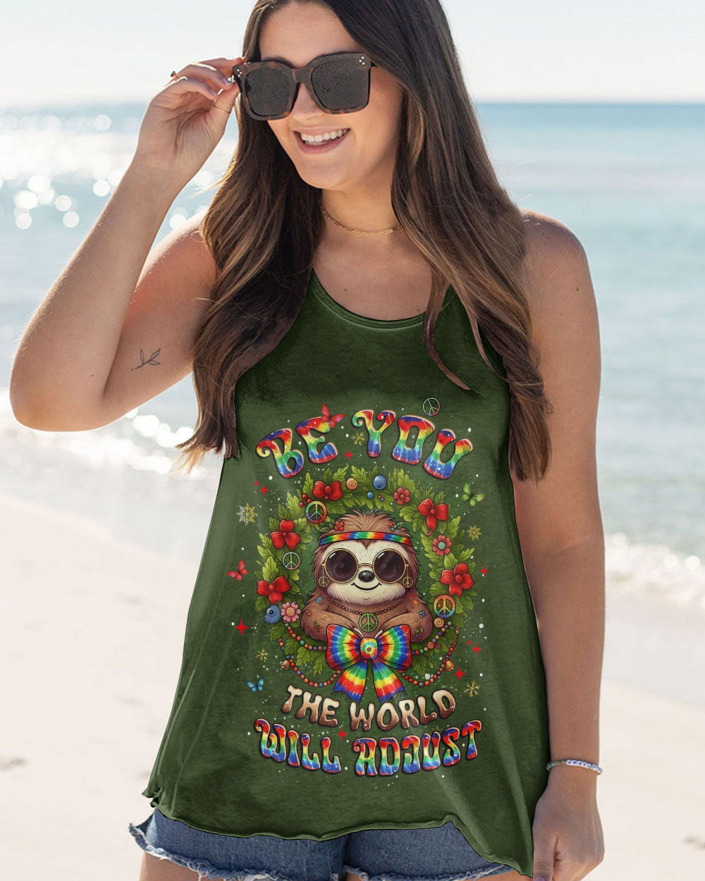 BE YOU THE WORLD WILL ADJUST SLOTH CHRISTMAS ALL OVER PRINT - YHLT1411252