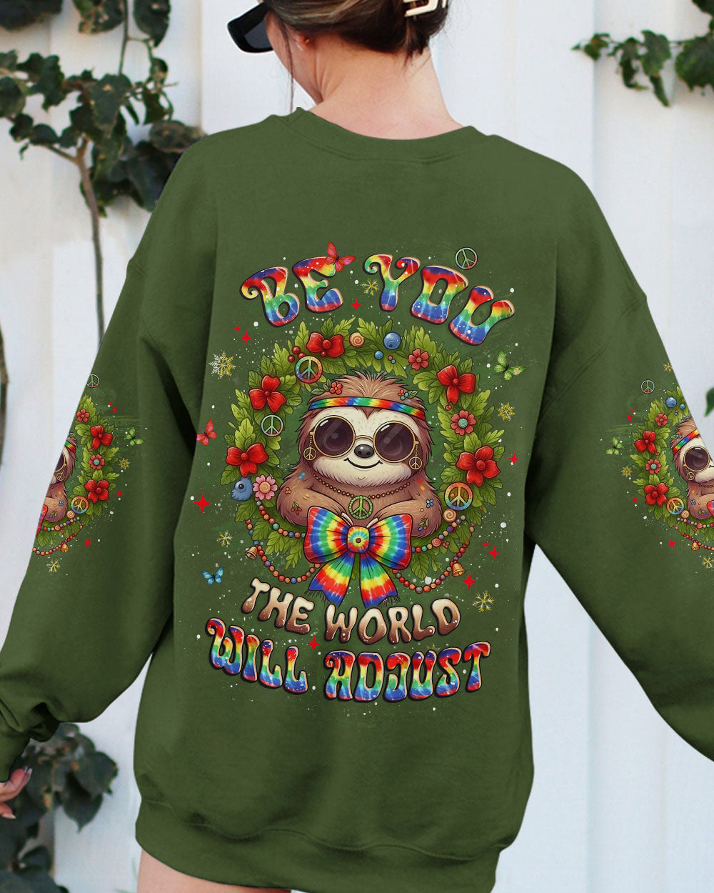 BE YOU THE WORLD WILL ADJUST SLOTH CHRISTMAS ALL OVER PRINT - YHLT1411252