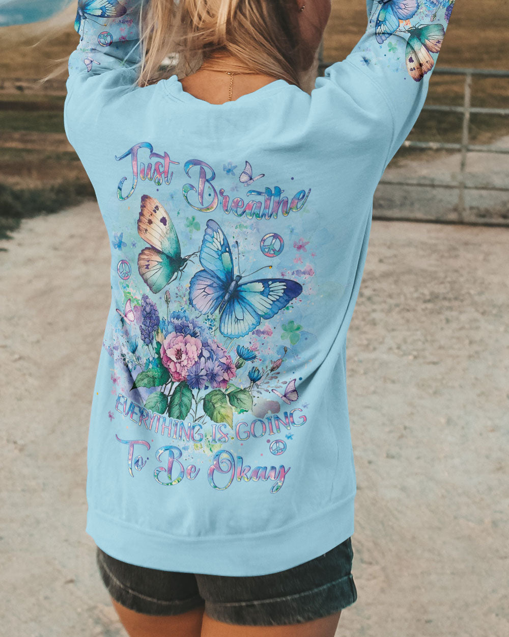JUST BREATHE BUTTERFLY ALL OVER PRINT - YHLT150120241