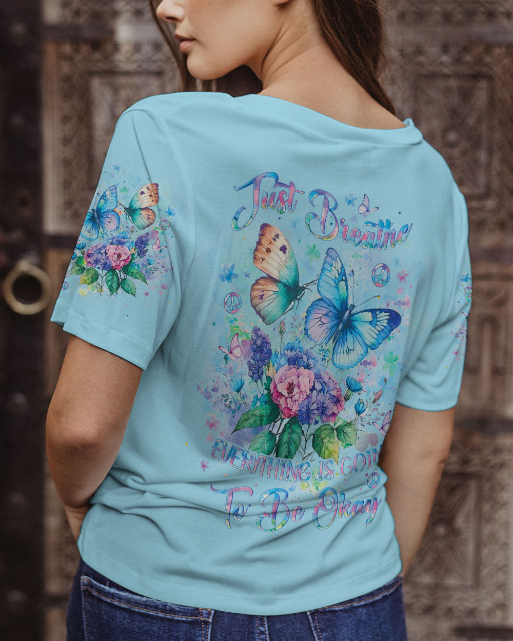 JUST BREATHE BUTTERFLY ALL OVER PRINT - YHLT150120241