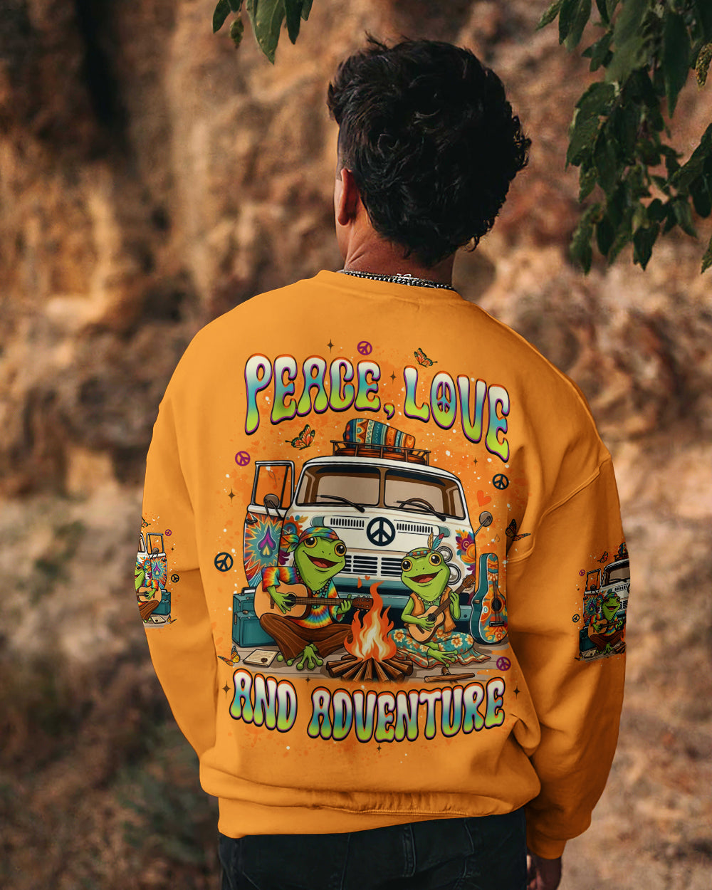 PEACE LOVE AND ADVENTURE COUPLE ALL OVER PRINT - YHLT1501261