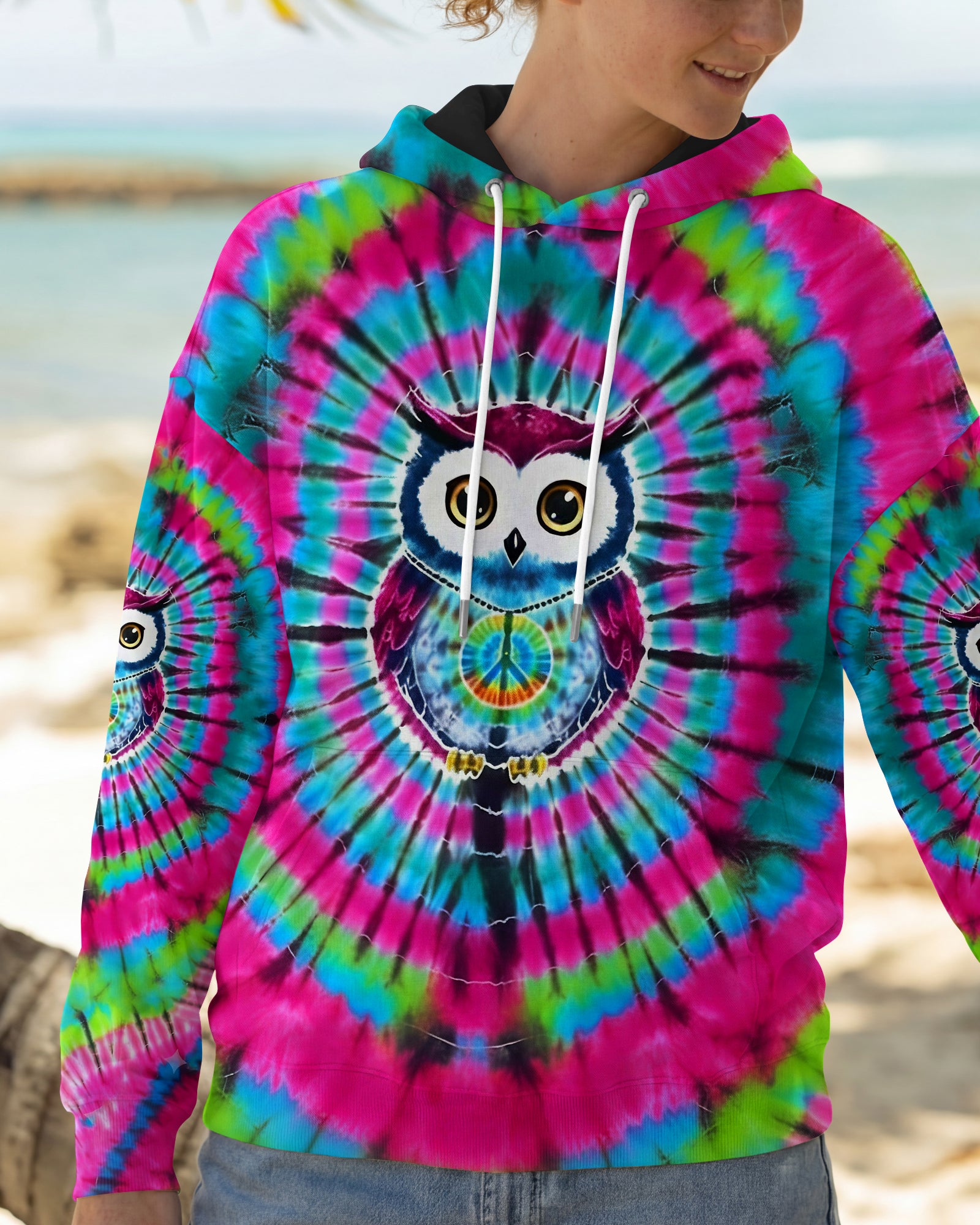 VIBRANT VORTEX HIPPIE OWL ALL OVER PRINT - YHLT1501262