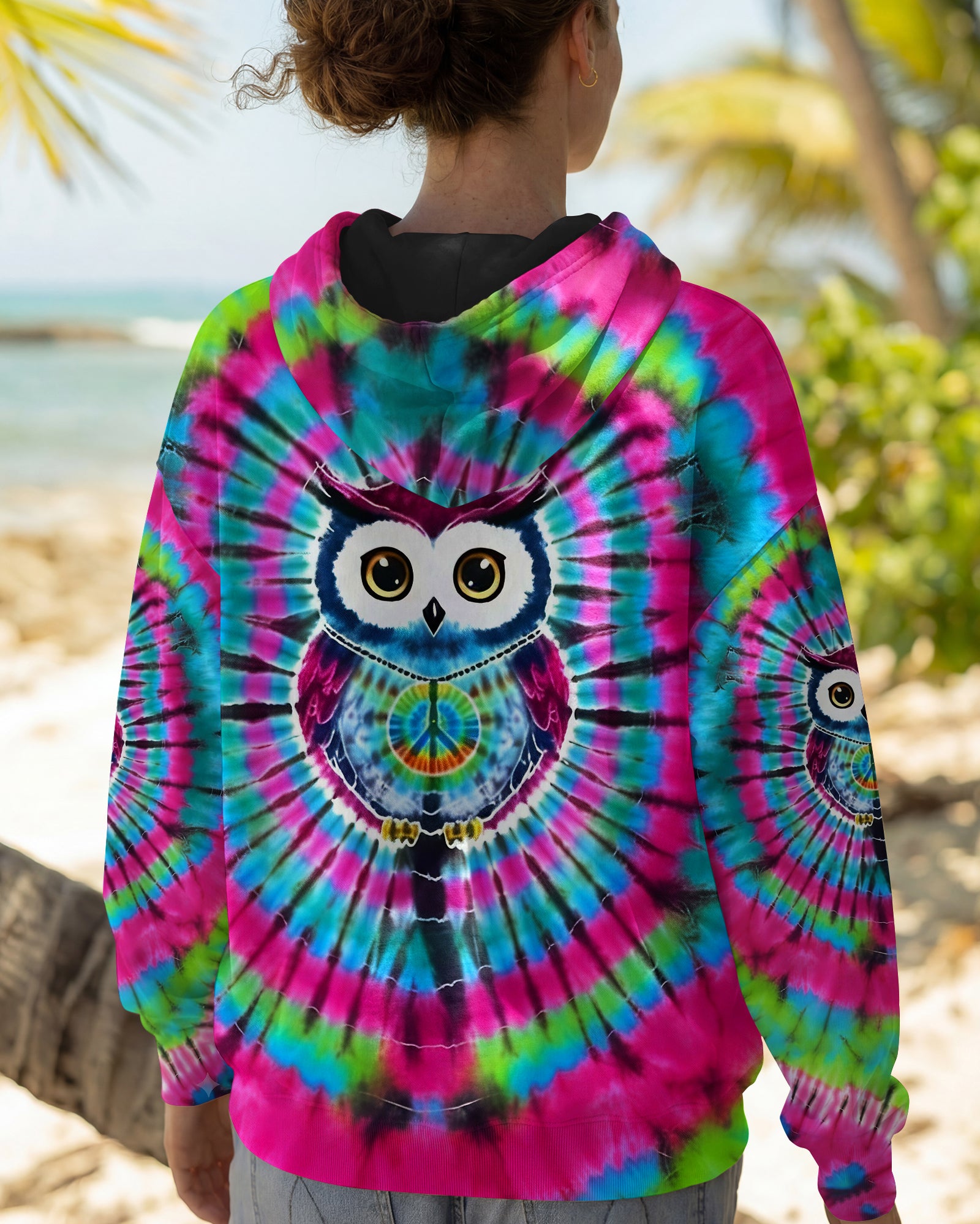 VIBRANT VORTEX HIPPIE OWL ALL OVER PRINT - YHLT1501262