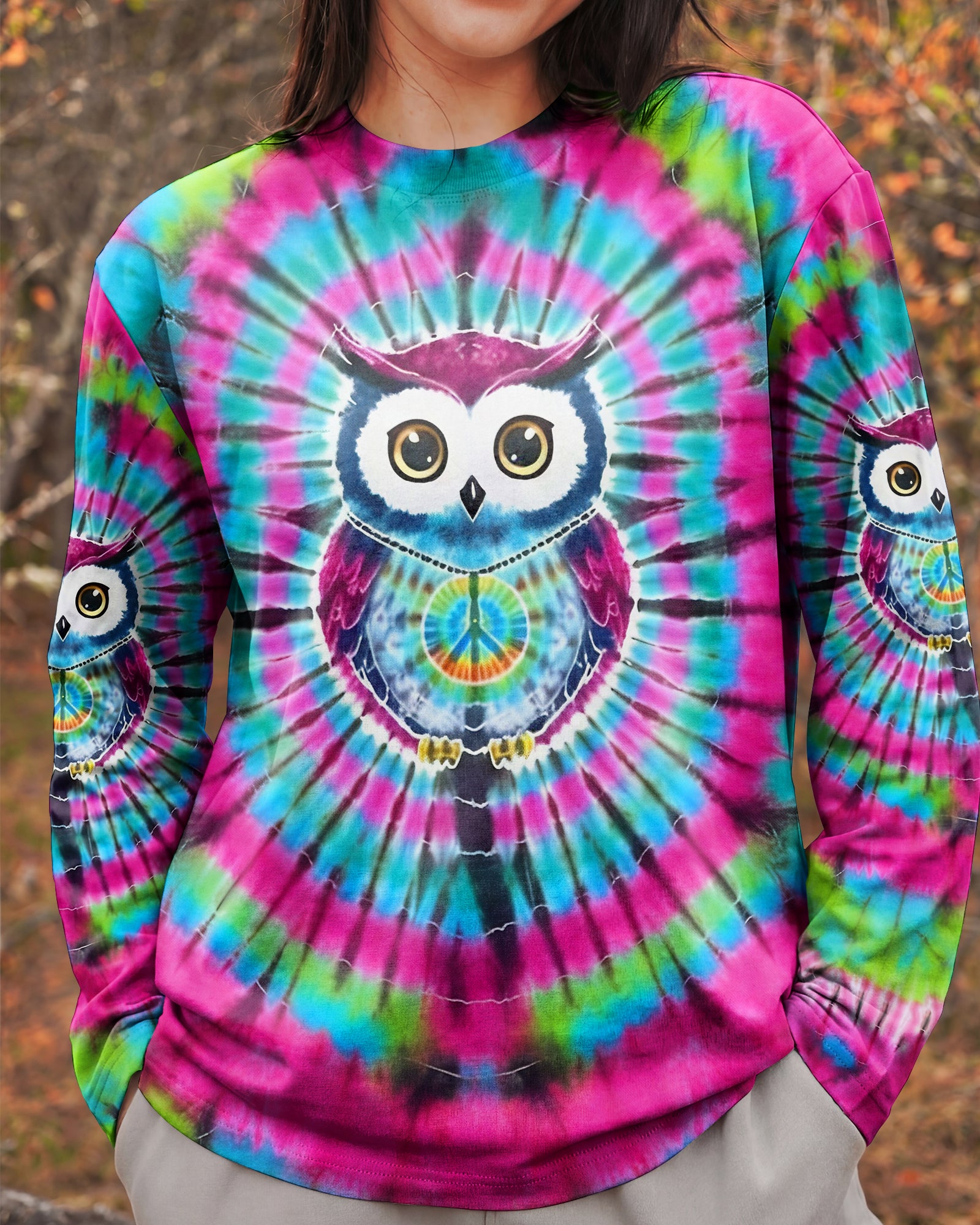 VIBRANT VORTEX HIPPIE OWL ALL OVER PRINT - YHLT1501262
