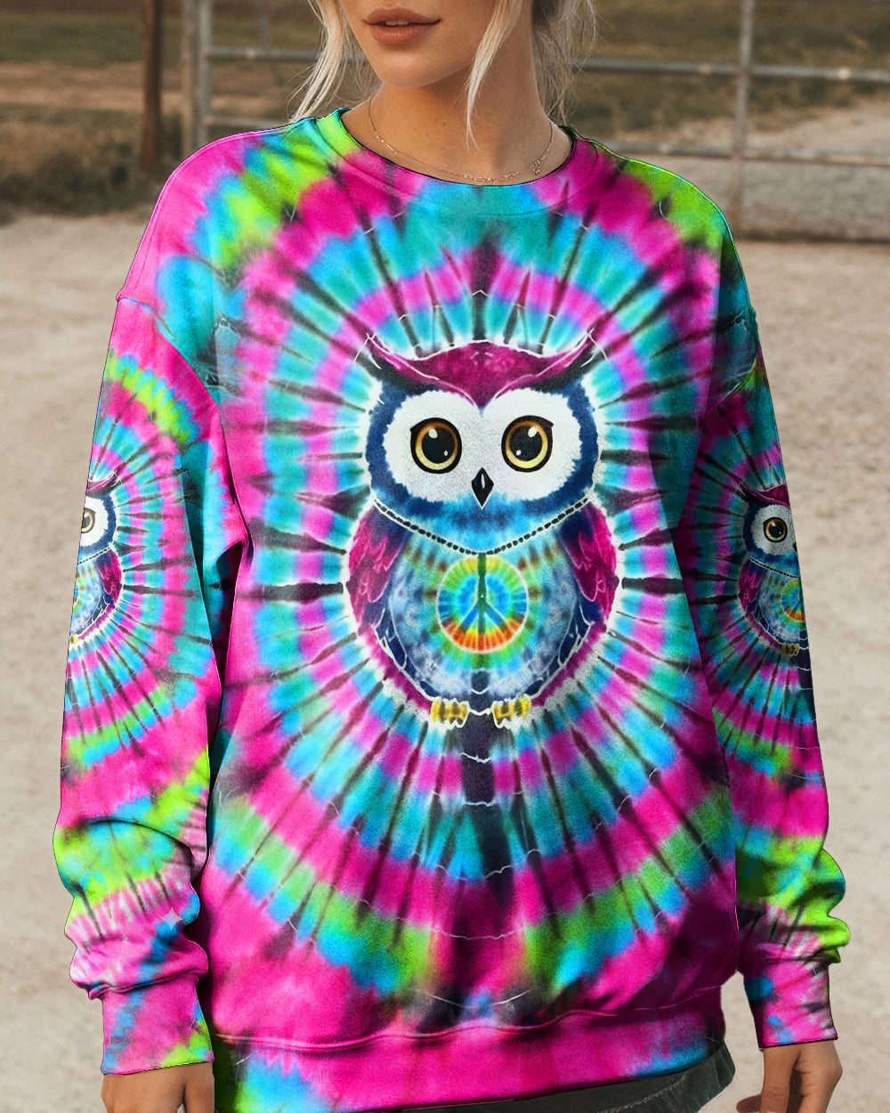 VIBRANT VORTEX HIPPIE OWL ALL OVER PRINT - YHLT1501262