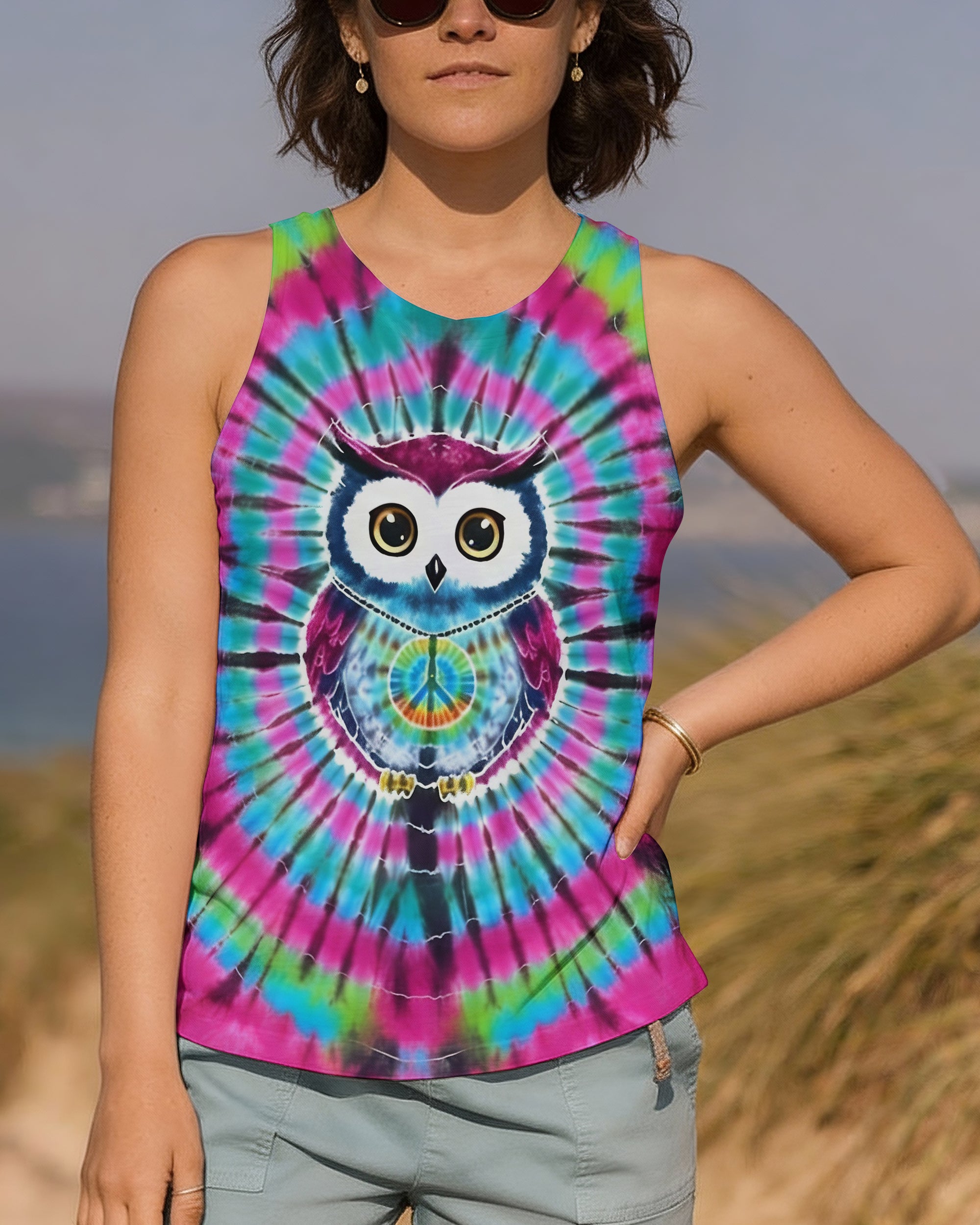 VIBRANT VORTEX HIPPIE OWL ALL OVER PRINT - YHLT1501262