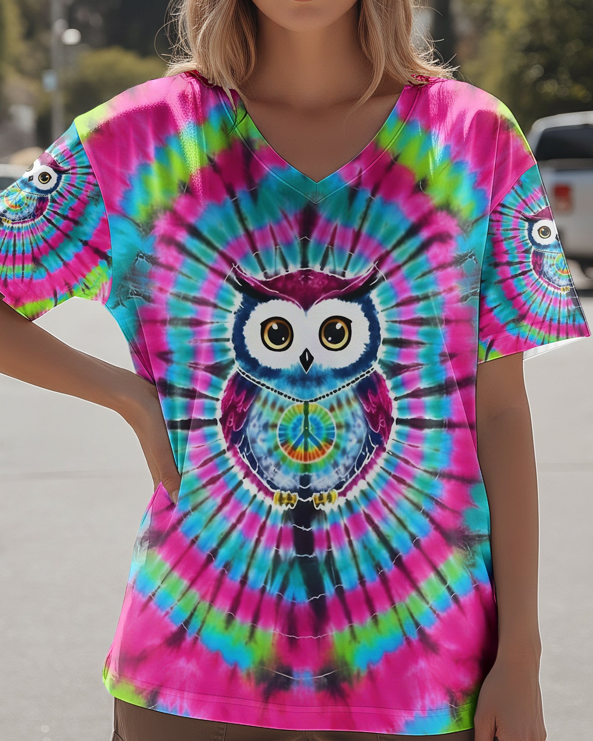 VIBRANT VORTEX HIPPIE OWL ALL OVER PRINT - YHLT1501262