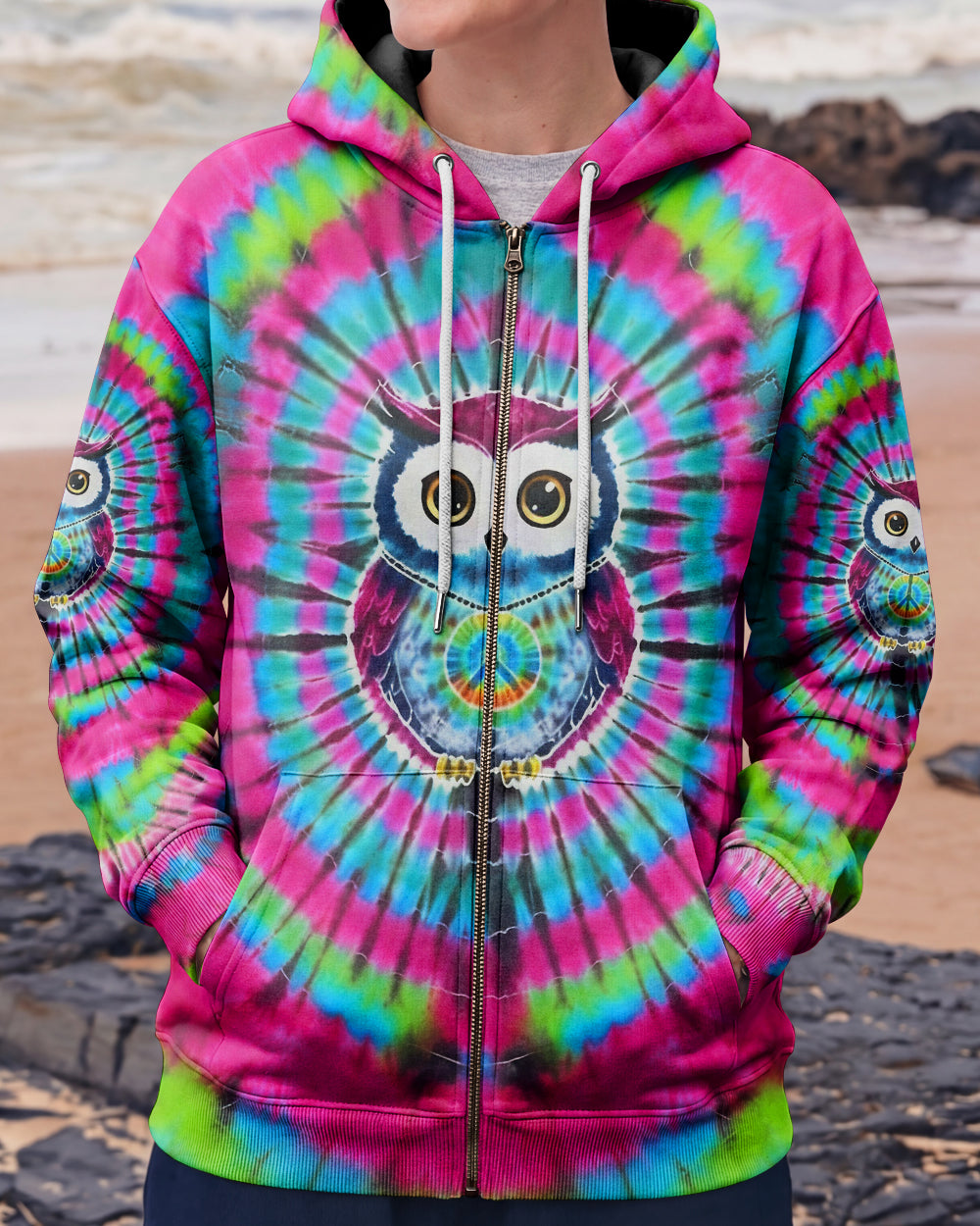 VIBRANT VORTEX HIPPIE OWL ALL OVER PRINT - YHLT1501262