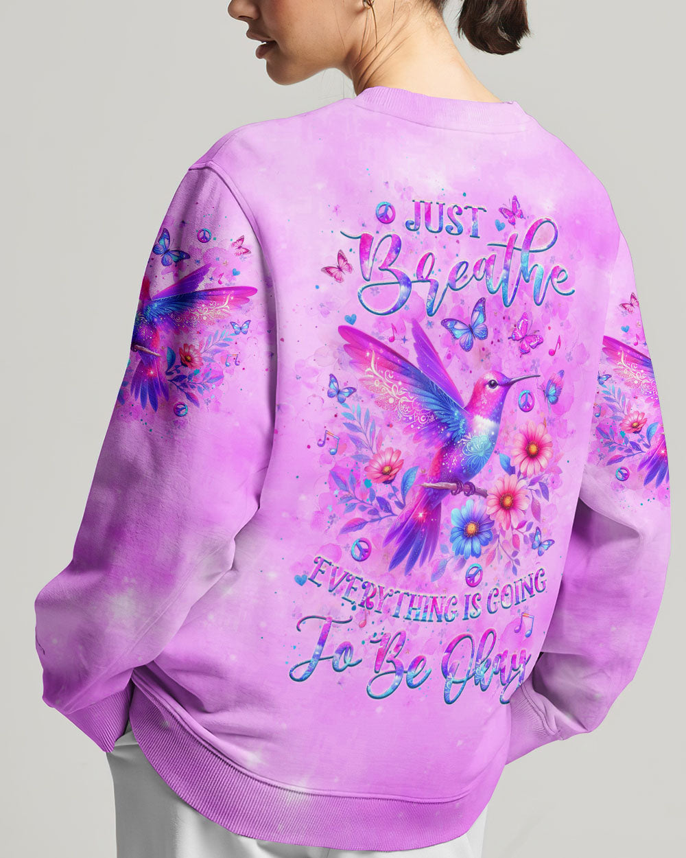JUST BREATHE HUMMINGBIRD ALL OVER PRINT - YHLT1505241