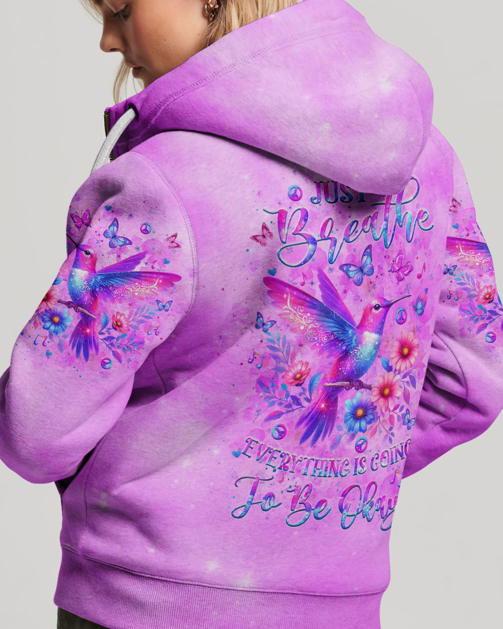 JUST BREATHE HUMMINGBIRD ALL OVER PRINT - YHLT1505241
