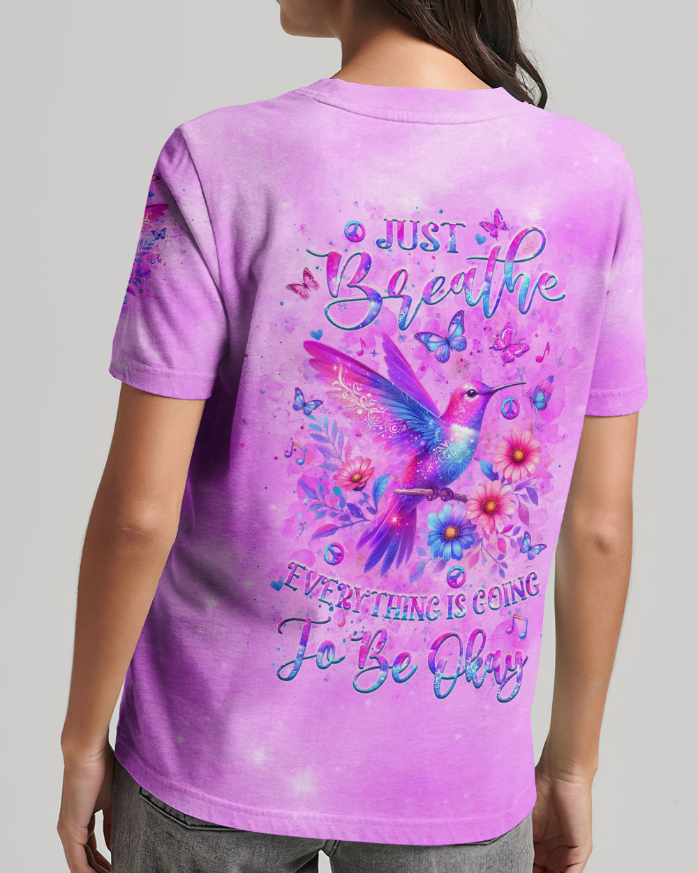 JUST BREATHE HUMMINGBIRD ALL OVER PRINT - YHLT1505241
