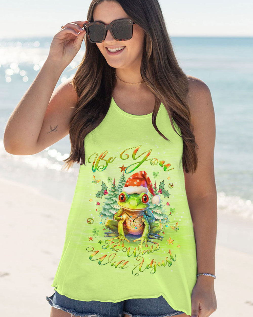 BE YOU THE WORLD WILL ADJUST CHRISTMAS FROG ALL OVER PRINT - YHLT1511231