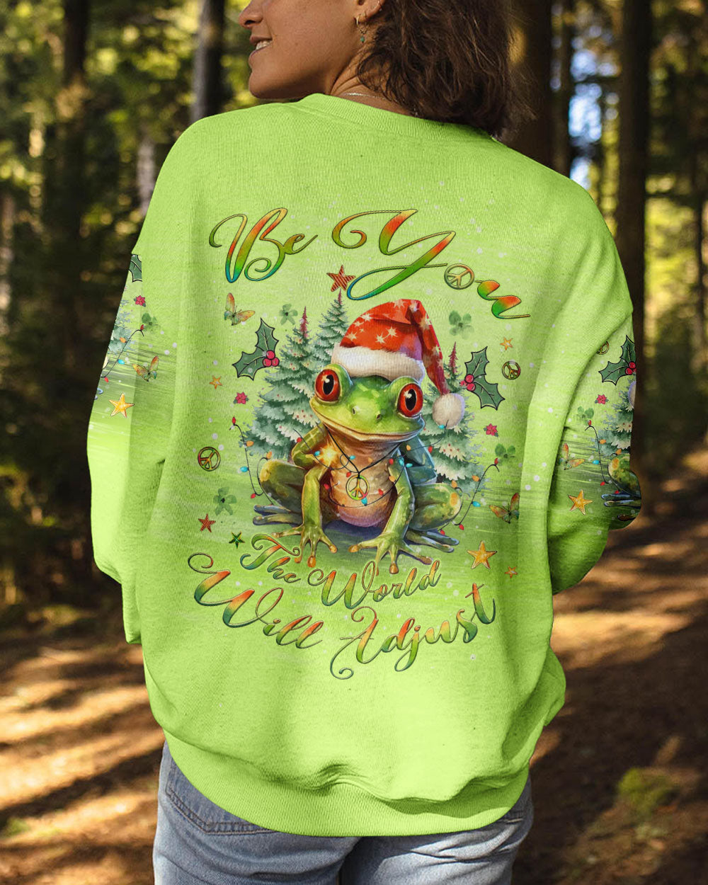 BE YOU THE WORLD WILL ADJUST CHRISTMAS FROG ALL OVER PRINT - YHLT1511231
