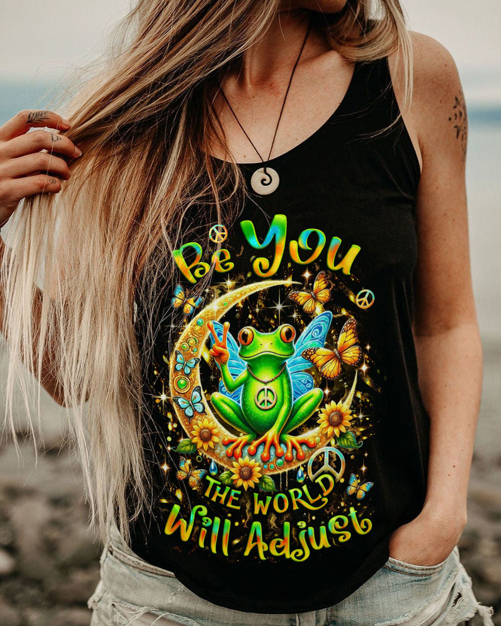 BE YOU THE WORLD WILL ADJUST FROG ALL OVER PRINT - YHLT1601253