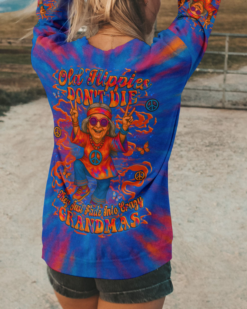 OLD HIPPIES DON'T DIE HIPPIE GRANDMAS ALL OVER PRINT - YHLT1806252