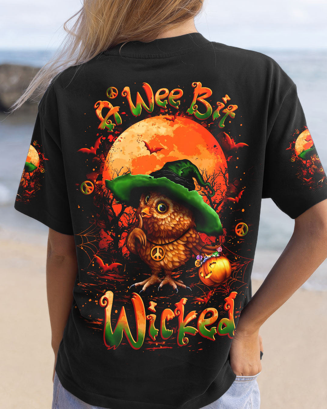 A WEE BIT WICKED HALLOWEEN OWL ALL OVER PRINT - YHLT1809252