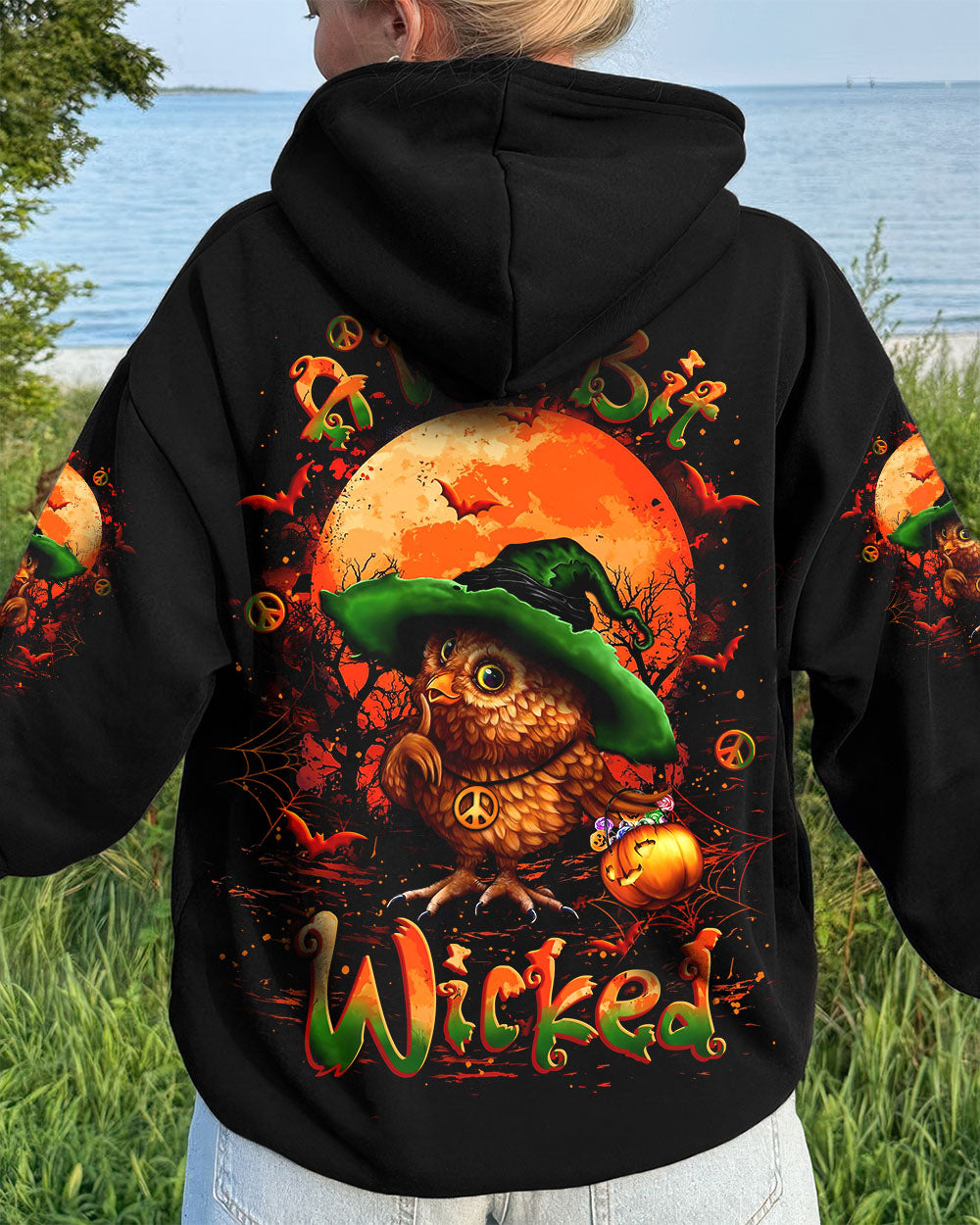 A WEE BIT WICKED HALLOWEEN OWL ALL OVER PRINT - YHLT1809252