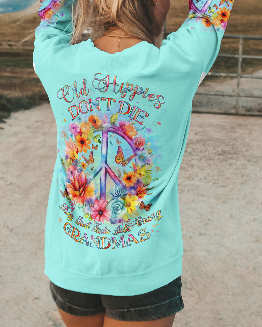 OLD HIPPIES PEACE SIGN ALL OVER PRINT - YHLT181223
