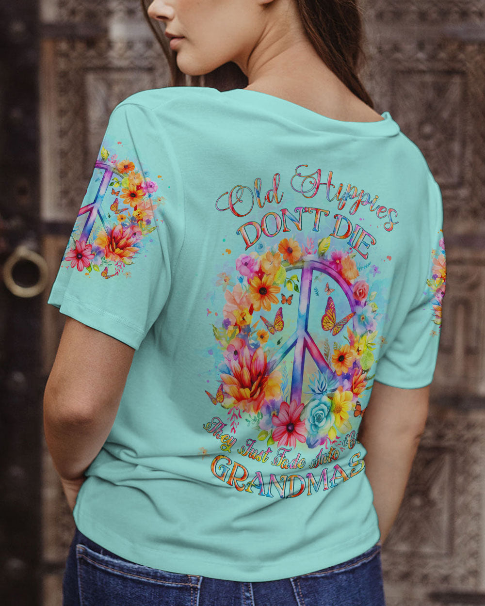 OLD HIPPIES PEACE SIGN ALL OVER PRINT - YHLT181223