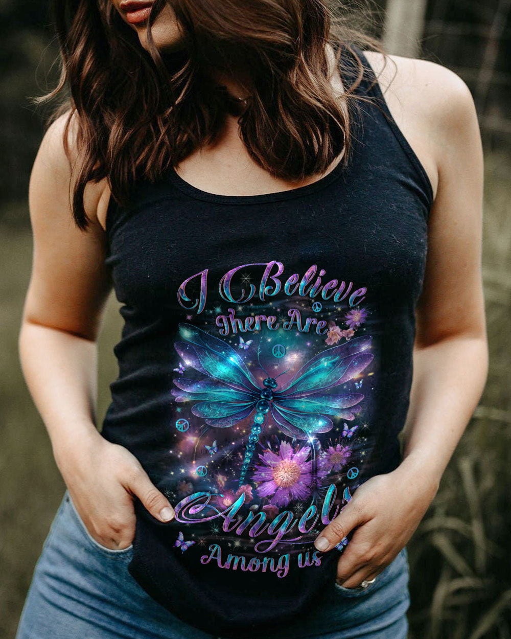 I BELIEVE THERE ARE ANGELS AMONG US DRAGONFLY ALL OVER PRINT - YHLT1902242