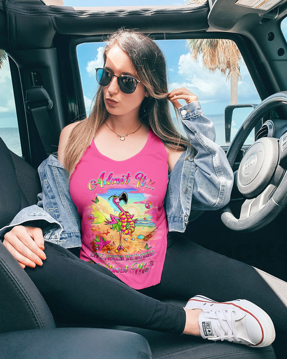 ADMIT IT LIFE WOULD BE BORING WITHOUT ME FLAMINGO ALL OVER PRINT - YHLT1906242