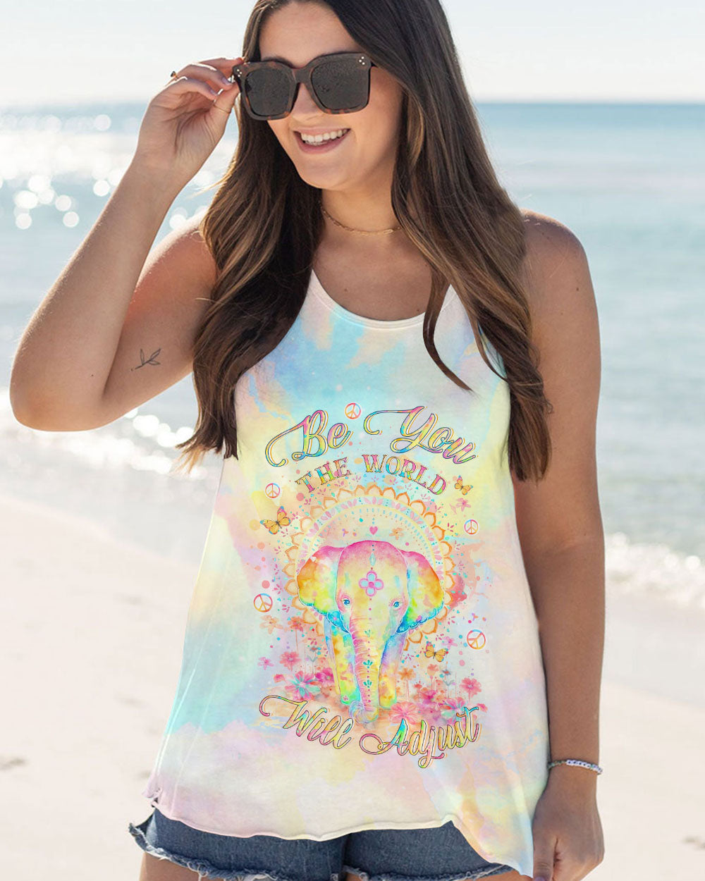 BE YOU THE WORLD WILL ADJUST ELEPHANT ALL OVER PRINT - YHLT1912233