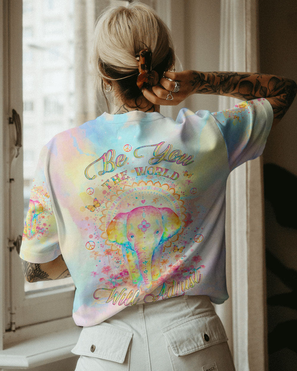 BE YOU THE WORLD WILL ADJUST ELEPHANT ALL OVER PRINT - YHLT1912233
