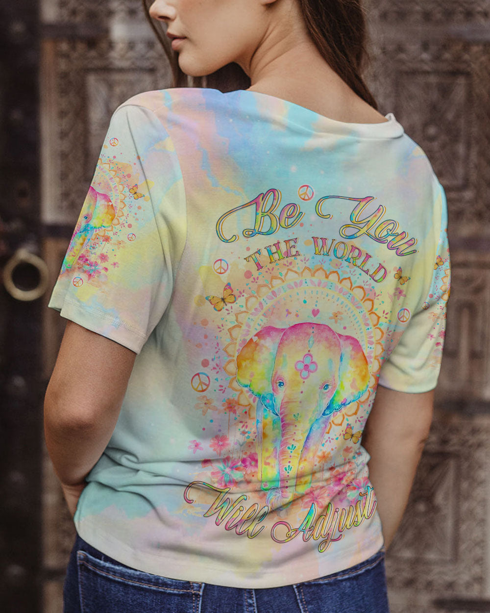 BE YOU THE WORLD WILL ADJUST ELEPHANT ALL OVER PRINT - YHLT1912233