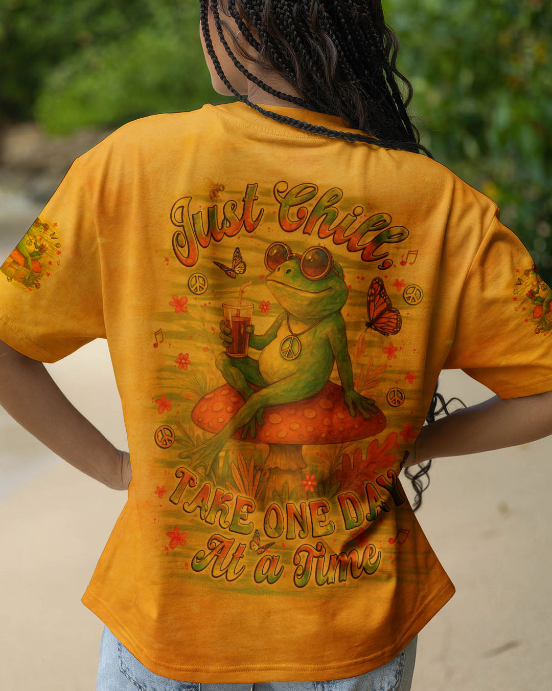 JUST CHILL TAKE ONE DAY AT A TIME FROG ALL OVER PRINT - YHLT2006252