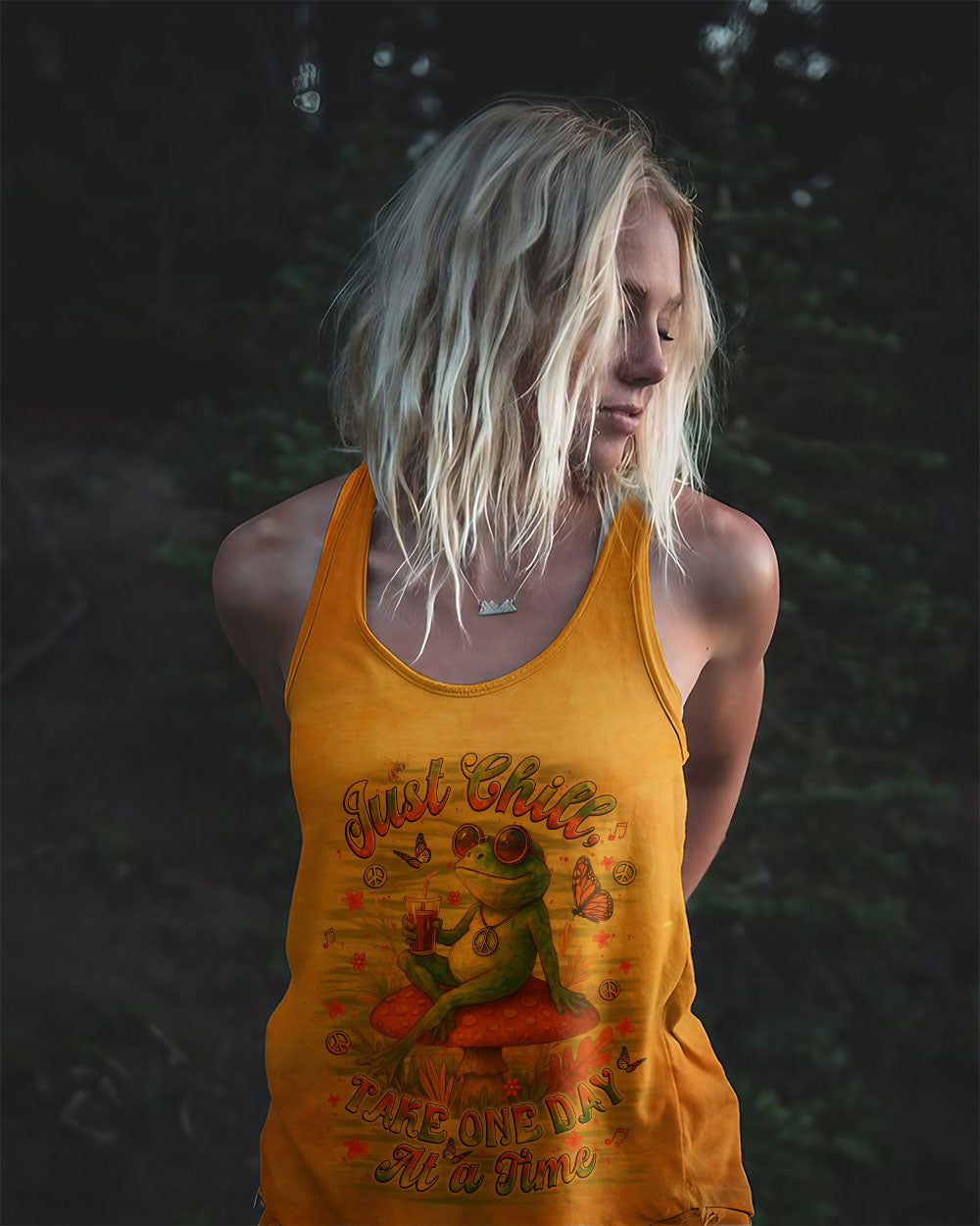 JUST CHILL TAKE ONE DAY AT A TIME FROG ALL OVER PRINT - YHLT2006252