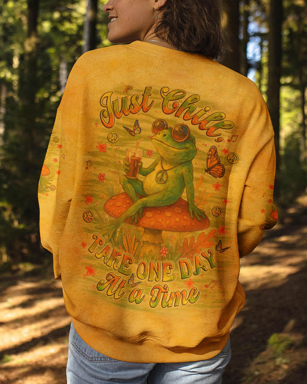 JUST CHILL TAKE ONE DAY AT A TIME FROG ALL OVER PRINT - YHLT2006252