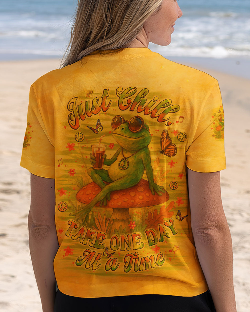 JUST CHILL TAKE ONE DAY AT A TIME FROG ALL OVER PRINT - YHLT2006252