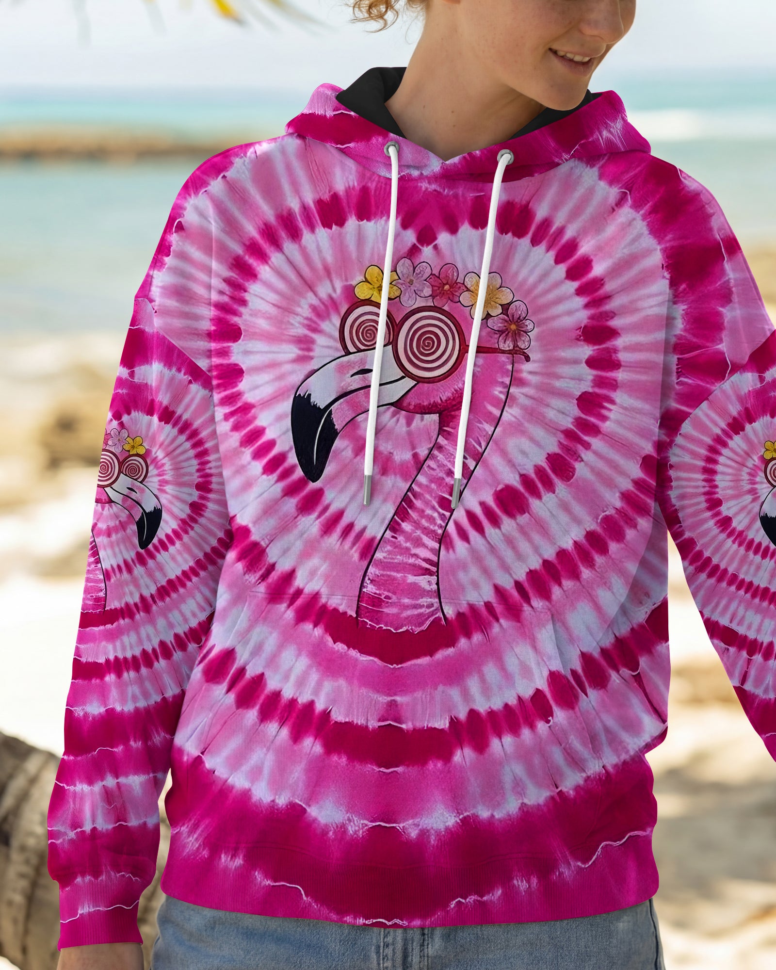 PINK SWIRL FUNNY FLAMINGO ALL OVER PRINT - YHLT2201261
