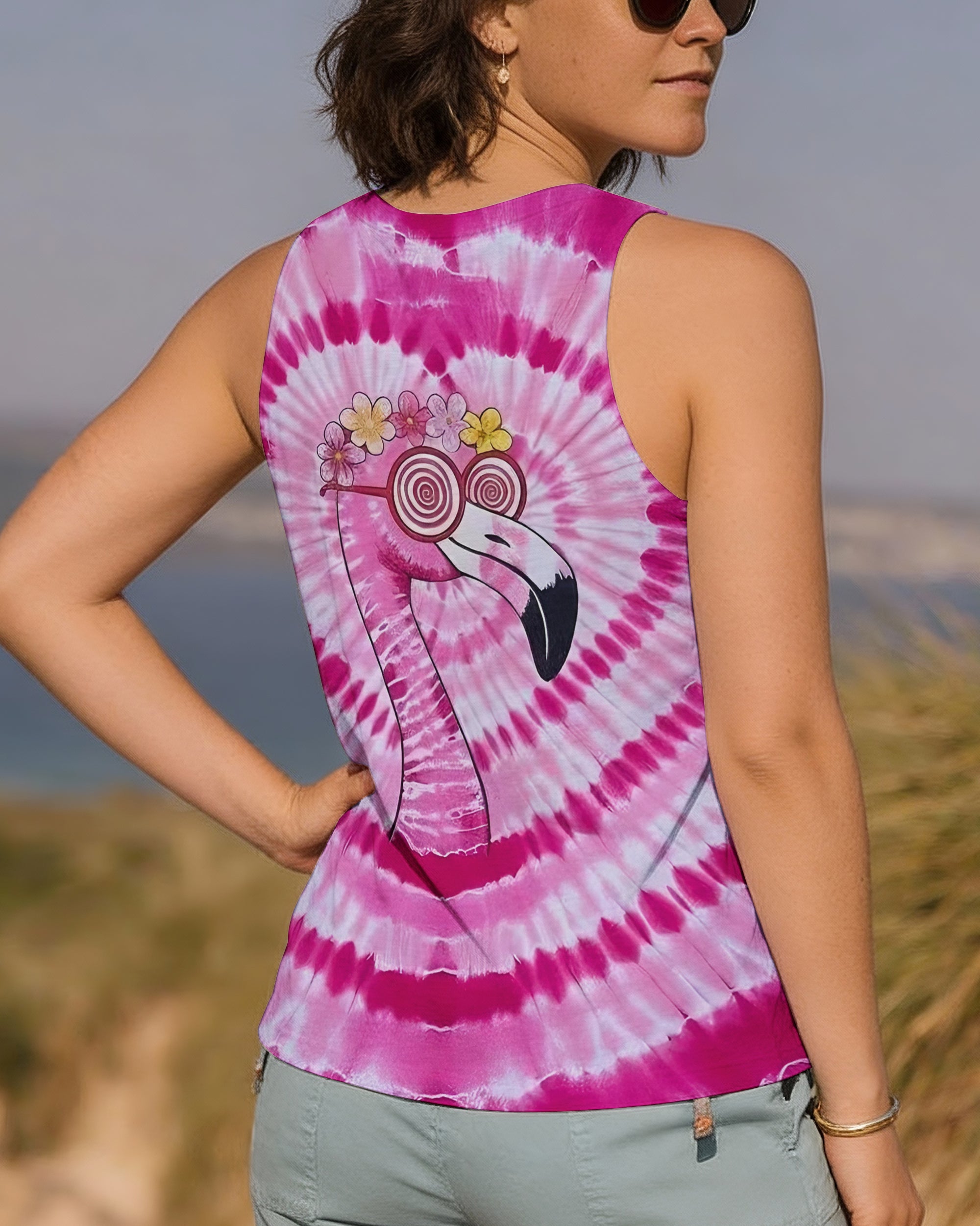 PINK SWIRL FUNNY FLAMINGO ALL OVER PRINT - YHLT2201261