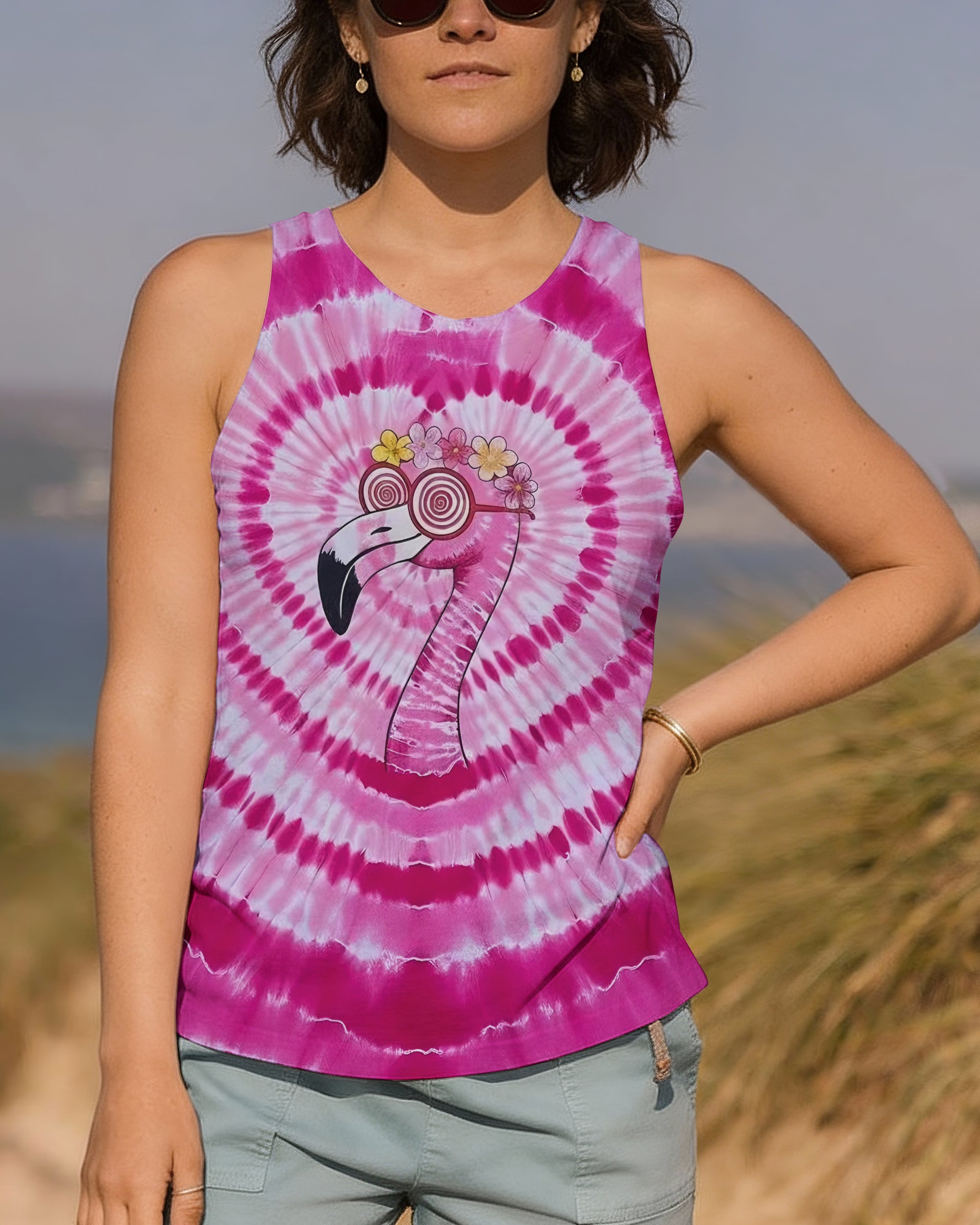 PINK SWIRL FUNNY FLAMINGO ALL OVER PRINT - YHLT2201261