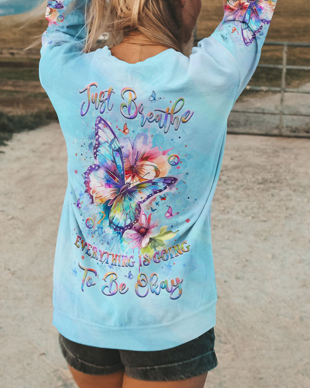 JUST BREATHE BUTTERFLY ALL OVER PRINT - YHLT2207242
